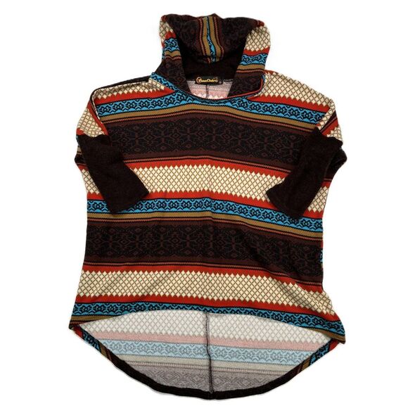 Luna Claire Women's Adorable Comfy Hi-Low Sweater Hoodie Multi-Patterned Size M - Picture 1 of 9